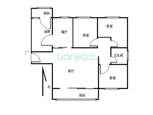 建业桂圆简单装修三室两厅一卫，有证有暖满五年唯一。-户型图