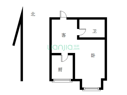 范阳路南建设路精装修一居室家具家电齐全拎包入住-户型图
