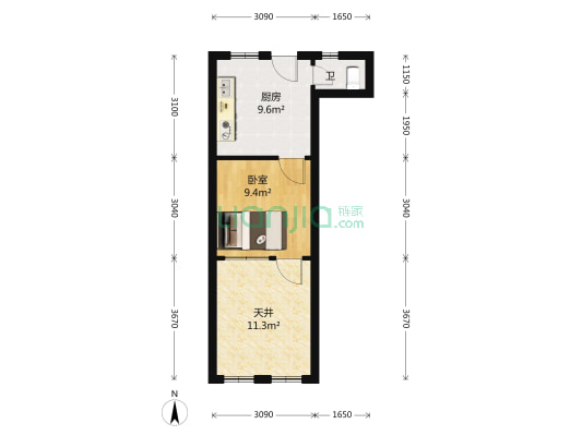 政修路19号 1室0厅1卫 33平方