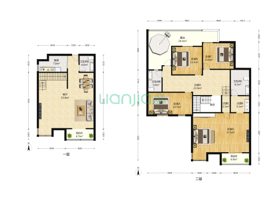 中兴和园 4室1厅3卫 246平方