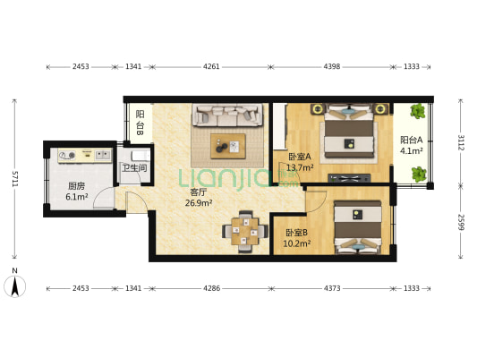 青羊教师公寓 2室1厅1卫 77平方