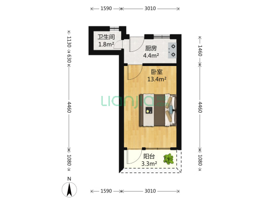 凌二小区 1室0厅1卫 0平方