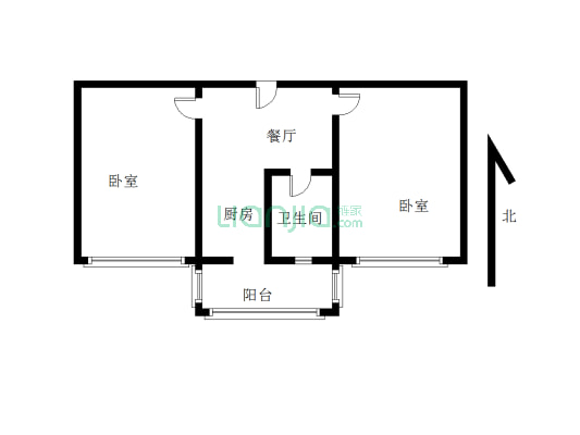 阳面两室 简单装修 首付无要求 看房提前联系-户型图