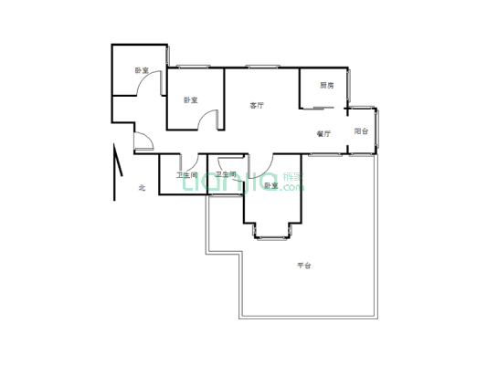 易龙花园3室带平台 有证满二可以贷款 随时看房-户型图