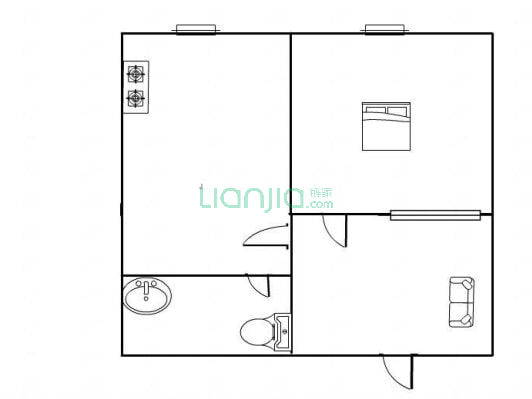 春城家园41.7平米，一室，一厅，一卫-户型图