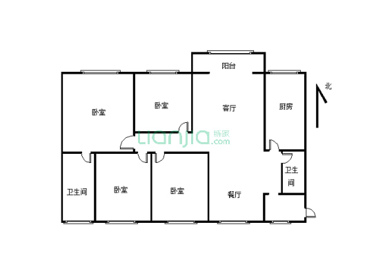 凤琴岚湾 4室2厅1厨1卫  125.16平米  120万可小刀-户型图