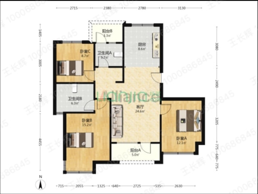 涿州低密度纯洋房社区人车分流9R社区楼层好采光好-户型图