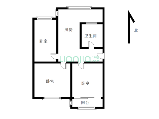步梯3层，两室一厅带全部家电家具-户型图