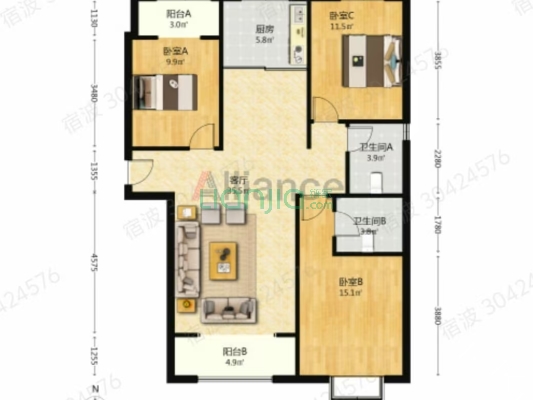 此房小区环境成熟 大产权 户型好 格局好-户型图