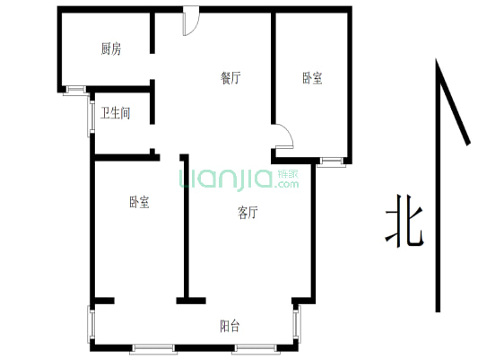 乾和家园，1楼毛坯两室两厅，文昌万达旁-户型图