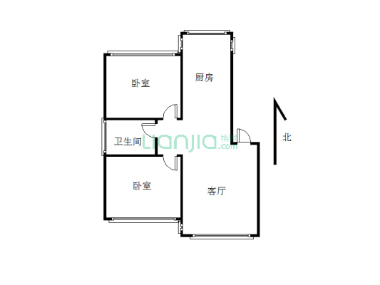 香山名苑 2室1厅 南 北-户型图