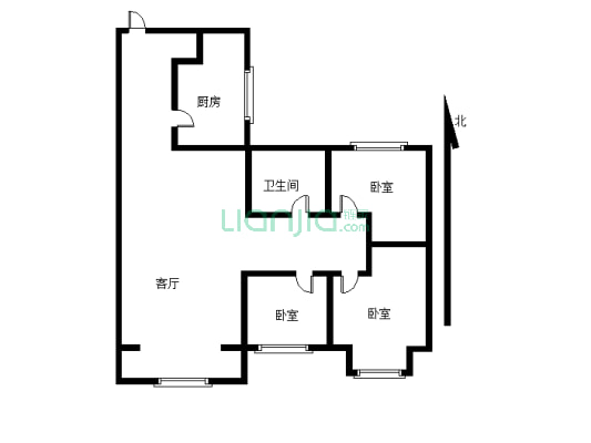 富力·尚悦居 3室1厅 南 北-户型图