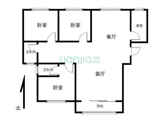 电梯小高层，毛坯3室2厅，有证可分期，房东急售、-户型图