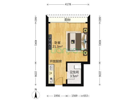 弘阳壹号 1室0厅1卫 38平方