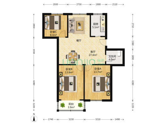 竹园新村 3室2厅1卫 0平方