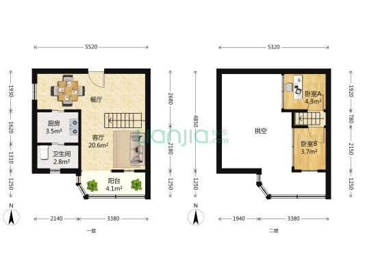 宛平南路240弄 2室1厅1卫 43平方