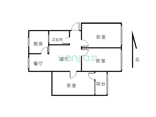 华荣小区，中层，三室两厅，能停车-户型图