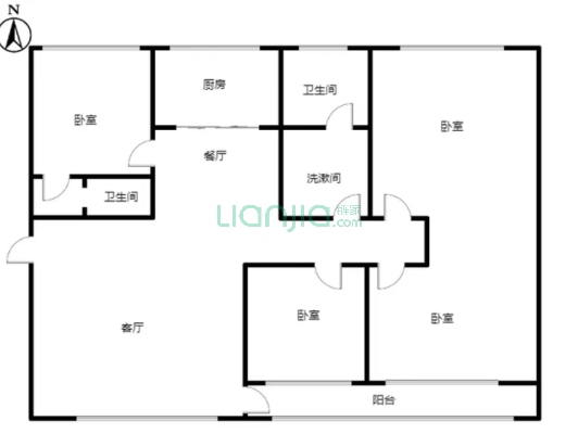 新星小区 4室2厅 南 北-户型图