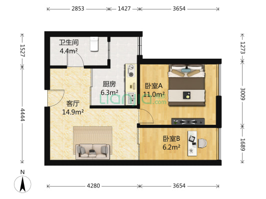 俊峰龙凤云洲 2室1厅1卫 48平方