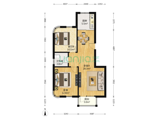 德泰岭秀逸城 2室1厅1卫 91平方