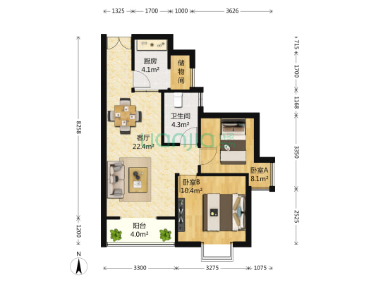 睿智禧园 2室1厅1卫 73平方