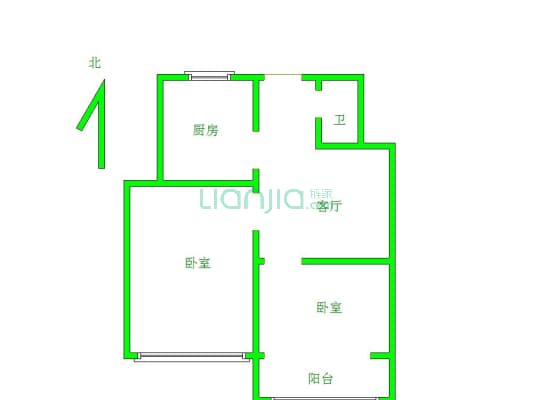 四里营小区 2室1厅 南-户型图