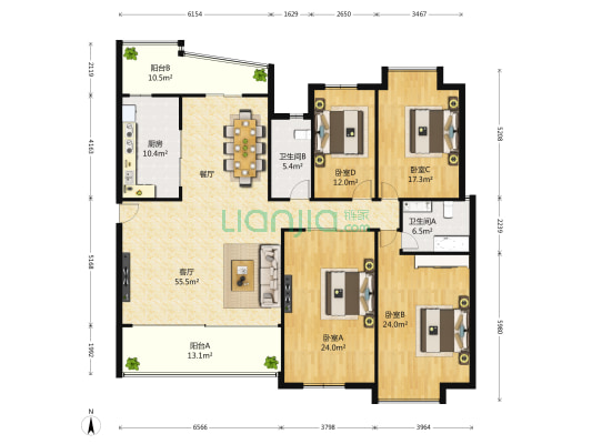 福星惠誉水岸星城C区 4室1厅2卫 229平方