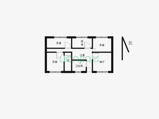 紫轩公寓 3室2厅 南-户型图