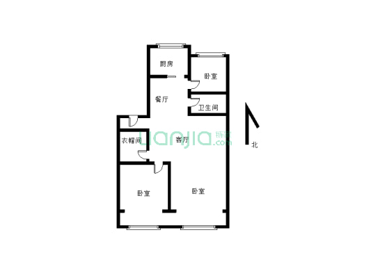 滨河小区二楼经典三室三小边上采光好看房方便-户型图