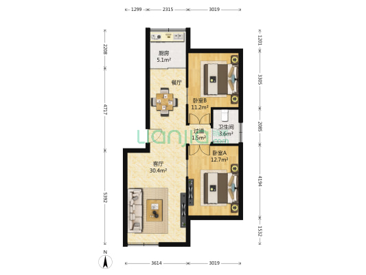 梧桐园 2室1厅1卫 47平方