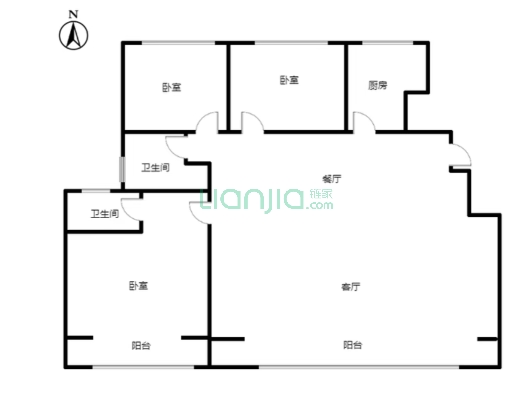 双语旁 美式精装洋房 一梯两户 南北通透格局-户型图
