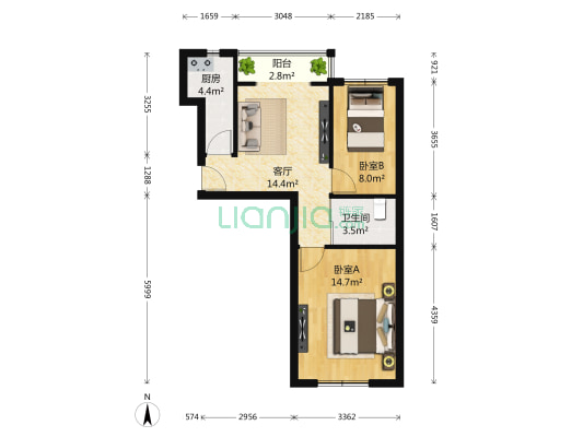 晶品森岚 2室1厅1卫 64平方