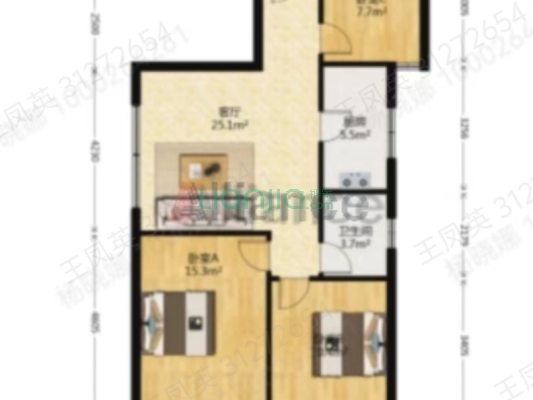 好房鹏渤公园里大三居好位置无遮挡-户型图