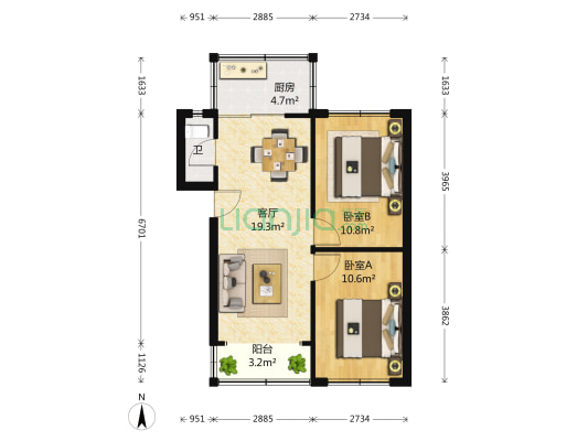 红光一区 2室1厅1卫 60平方