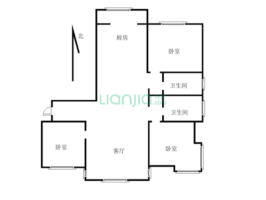 京汉天玺 3室2厅 南-户型图