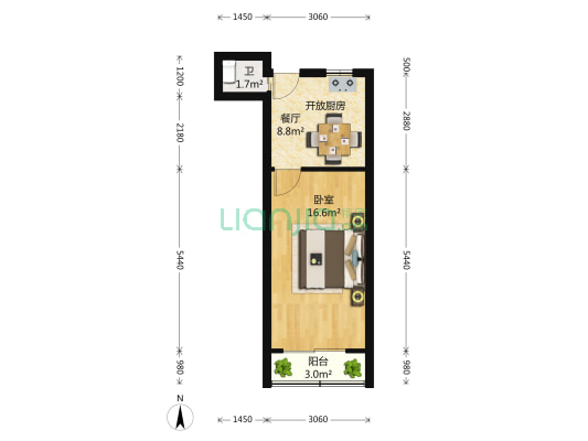 乌中小区 1室1厅1卫 53平方