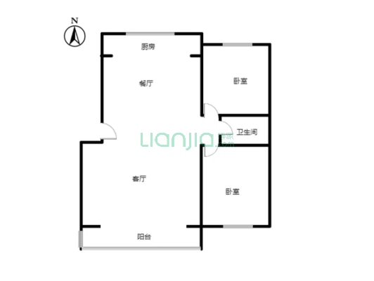火车站 南北通透两居 不是顶层有地下室-户型图
