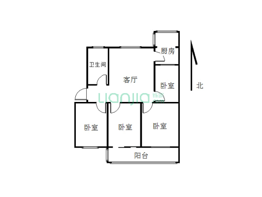 干部学校家属楼 步梯三楼 精装修 拎包入住 有证满二-户型图