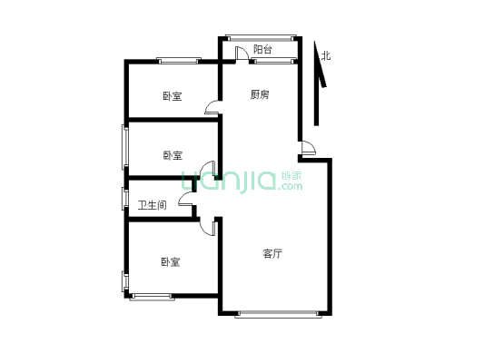 电梯16楼 三室一卫 业主诚心出售-户型图