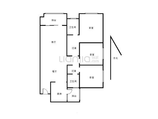 正江景房，品质现房，标准3房2卫-户型图