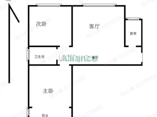 涿州孔雀城悦澜湾 2室1厅 南 北-户型图