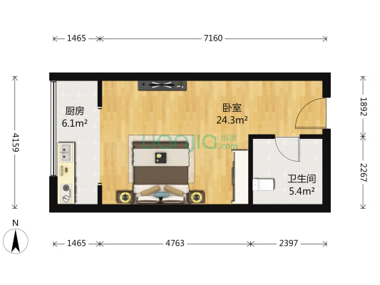 金港国际 1室0厅1卫 45平方