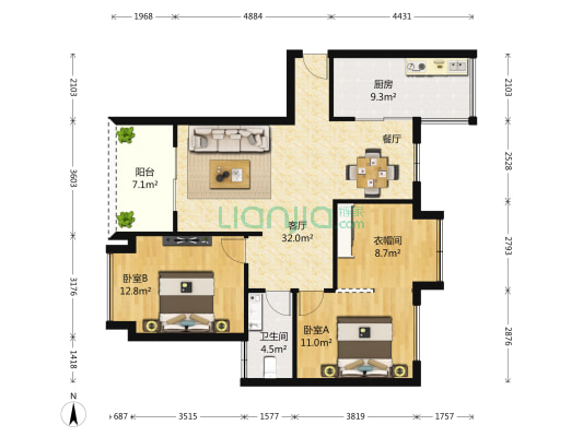 佳乐国际城一期 2室1厅1卫 101平方