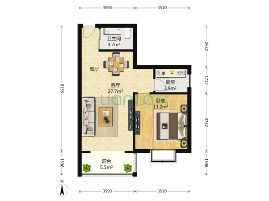 名嘉佳园小区 1室1厅1卫 64平方