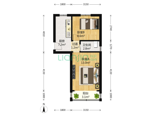 周东新村 2室0厅1卫 49平方
