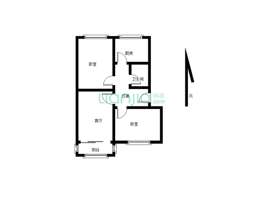 添运小区两室一厅，简单装修，家电家具齐全拎包入住-户型图