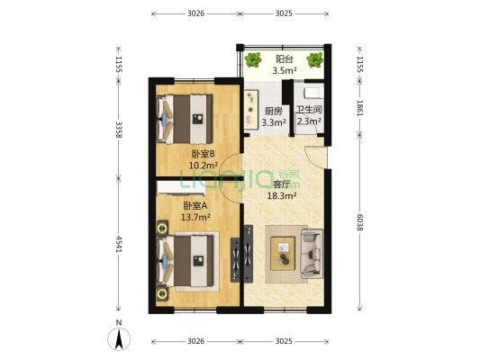 青羊北路17号 2室1厅1卫 62平方