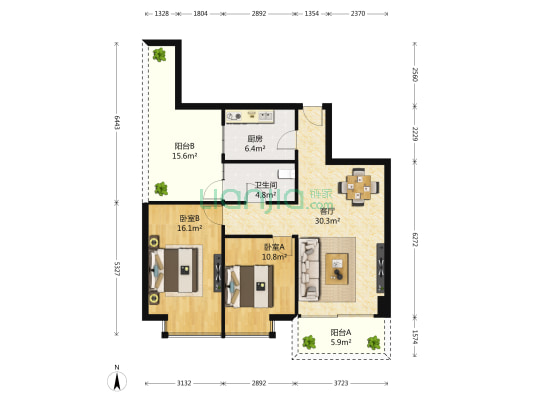 春华公寓 2室1厅1卫 105平方