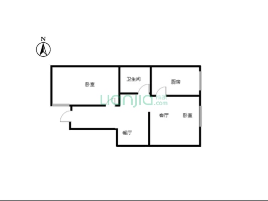 富景华庭 2室2厅 东-户型图