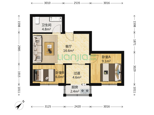 七胜路 2室1厅1卫 60平方